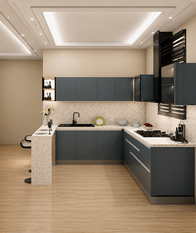 Platinum Acrylic Modular Kitchen